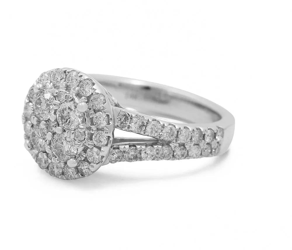 14K White Gold Women's Contemporary Diamond Engagement Ring with 1.89 TW Round Diamonds