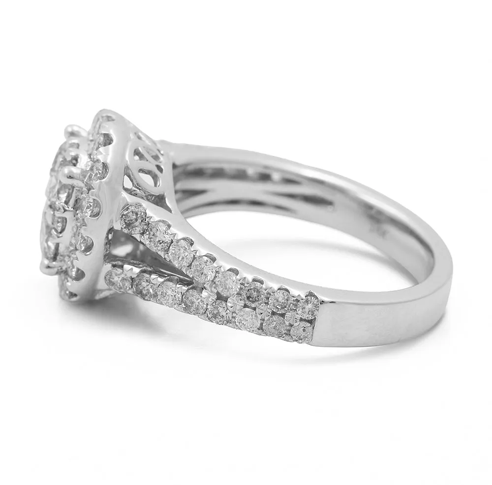 14K White Gold Women's Contemporary Diamond Engagement Ring with 1.89 TW Round Diamonds