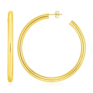 14k Yellow Gold Polished Hoop Earrings Weight 4.6 grams