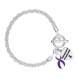 Alzheimer's Purple Ribbon Rope Bracelets
