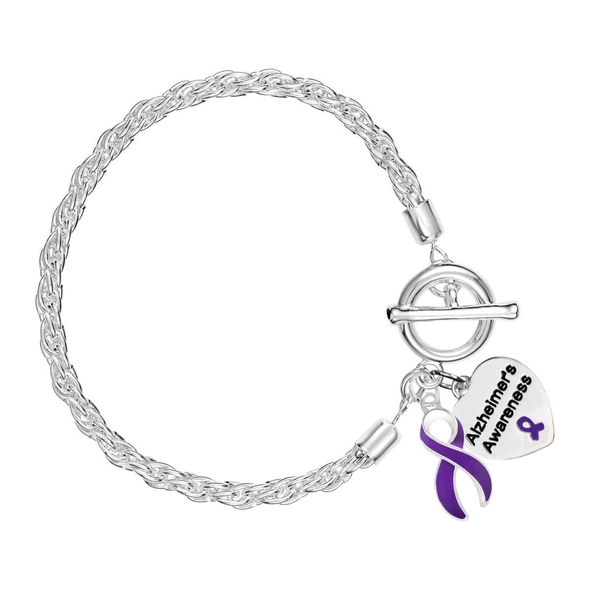 Alzheimer's Purple Ribbon Rope Bracelets