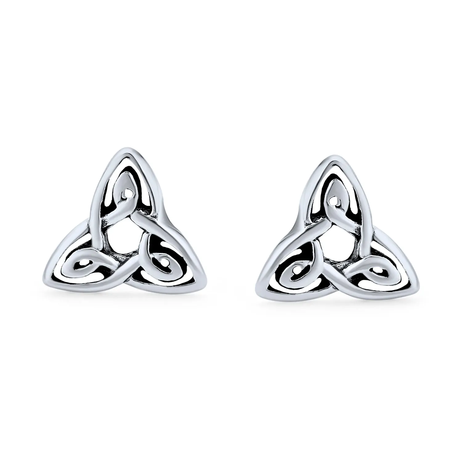 Ancient Celtic Infinity Knot Stud Earrings for Men in Oxidized Silver 7MM