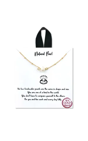 BJNA034GDCRM Gold "Natural Pearl" Pendant Necklace