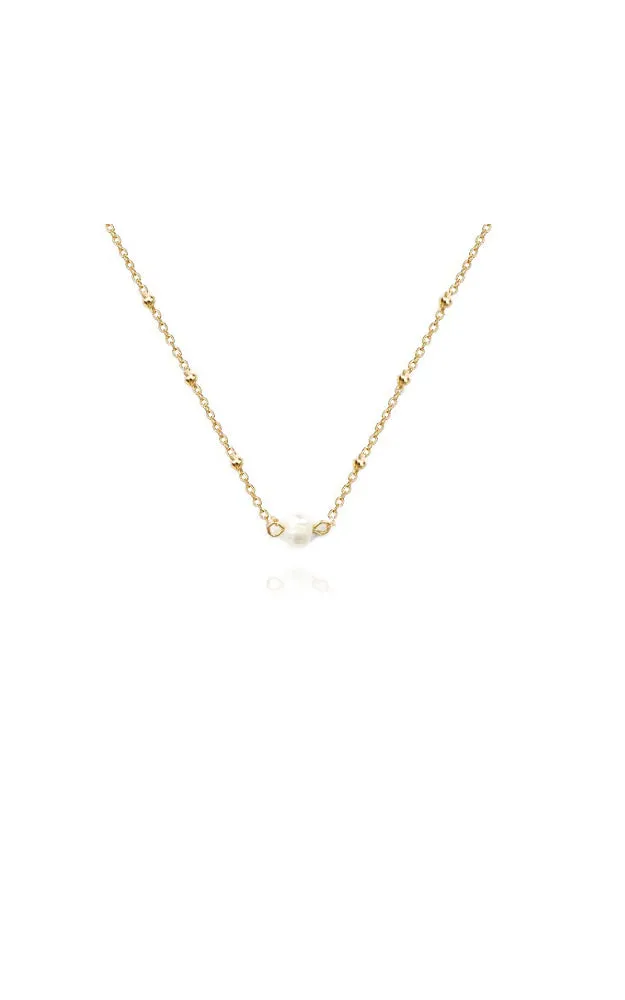 BJNA034GDCRM Gold "Natural Pearl" Pendant Necklace