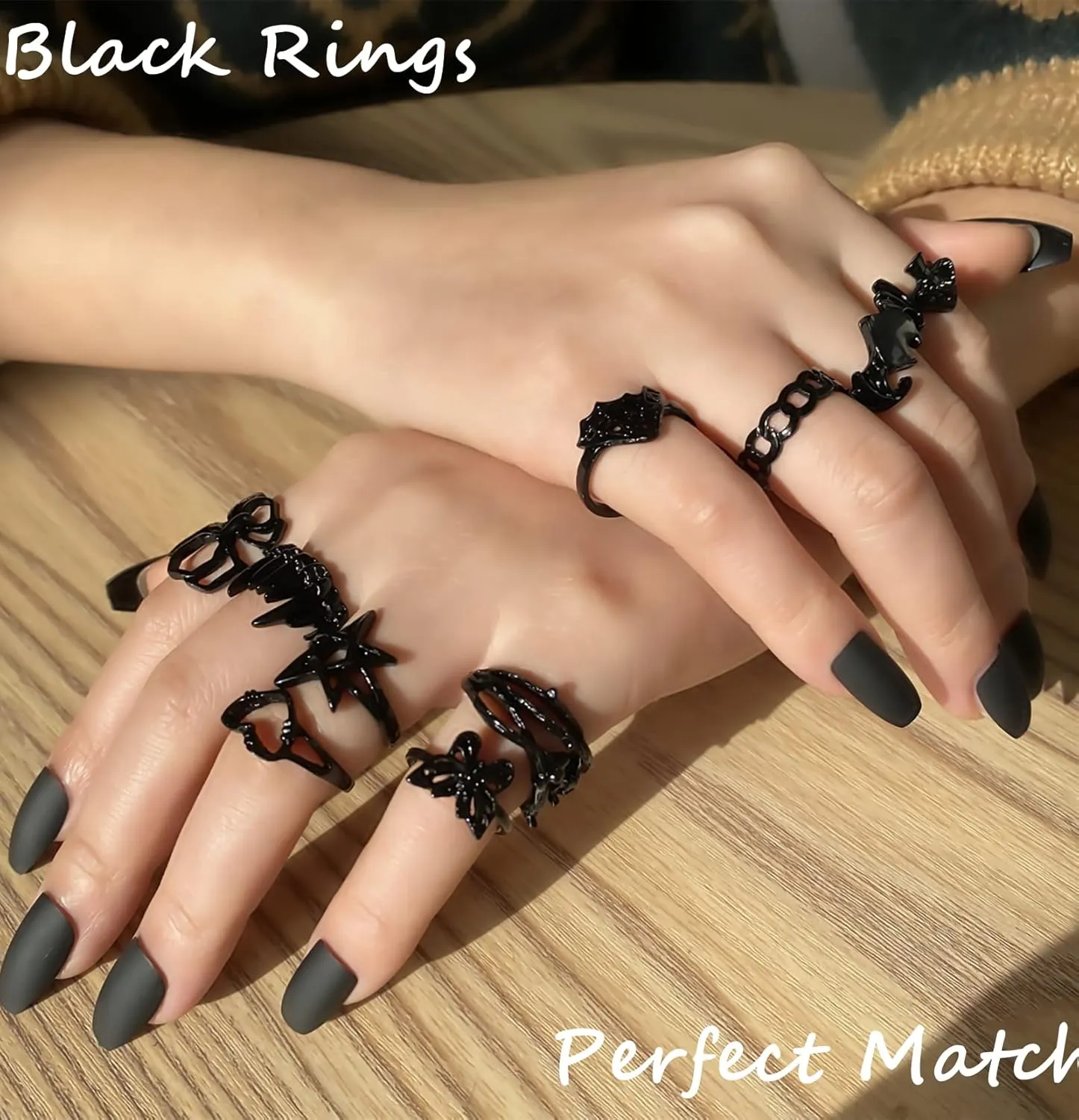 Black Gothic Vintage Rings Set - 20-30 PCS Cool Punk Jewelry with Snake, Butterfly, and Star Stacking Rings, Gift for Men, Women, Boys