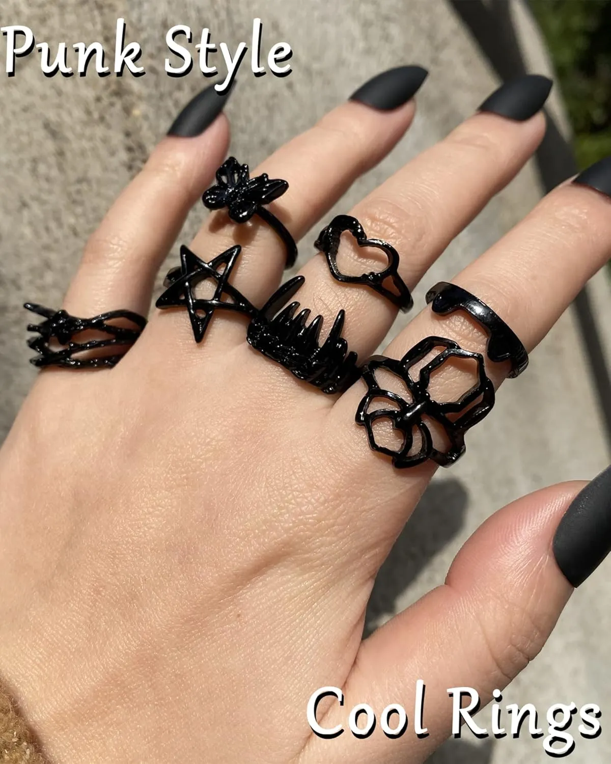 Black Gothic Vintage Rings Set - 20-30 PCS Cool Punk Jewelry with Snake, Butterfly, and Star Stacking Rings, Gift for Men, Women, Boys