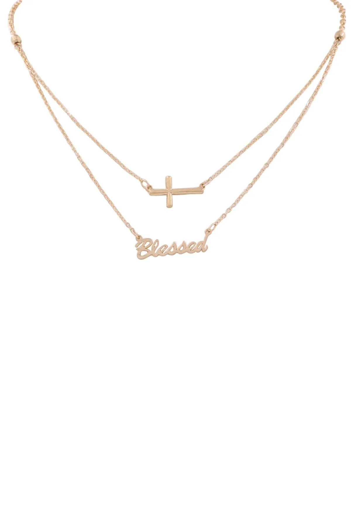Blessed and Cross Layered Necklace