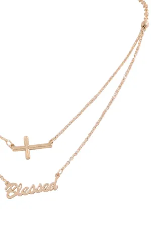 Blessed and Cross Layered Necklace