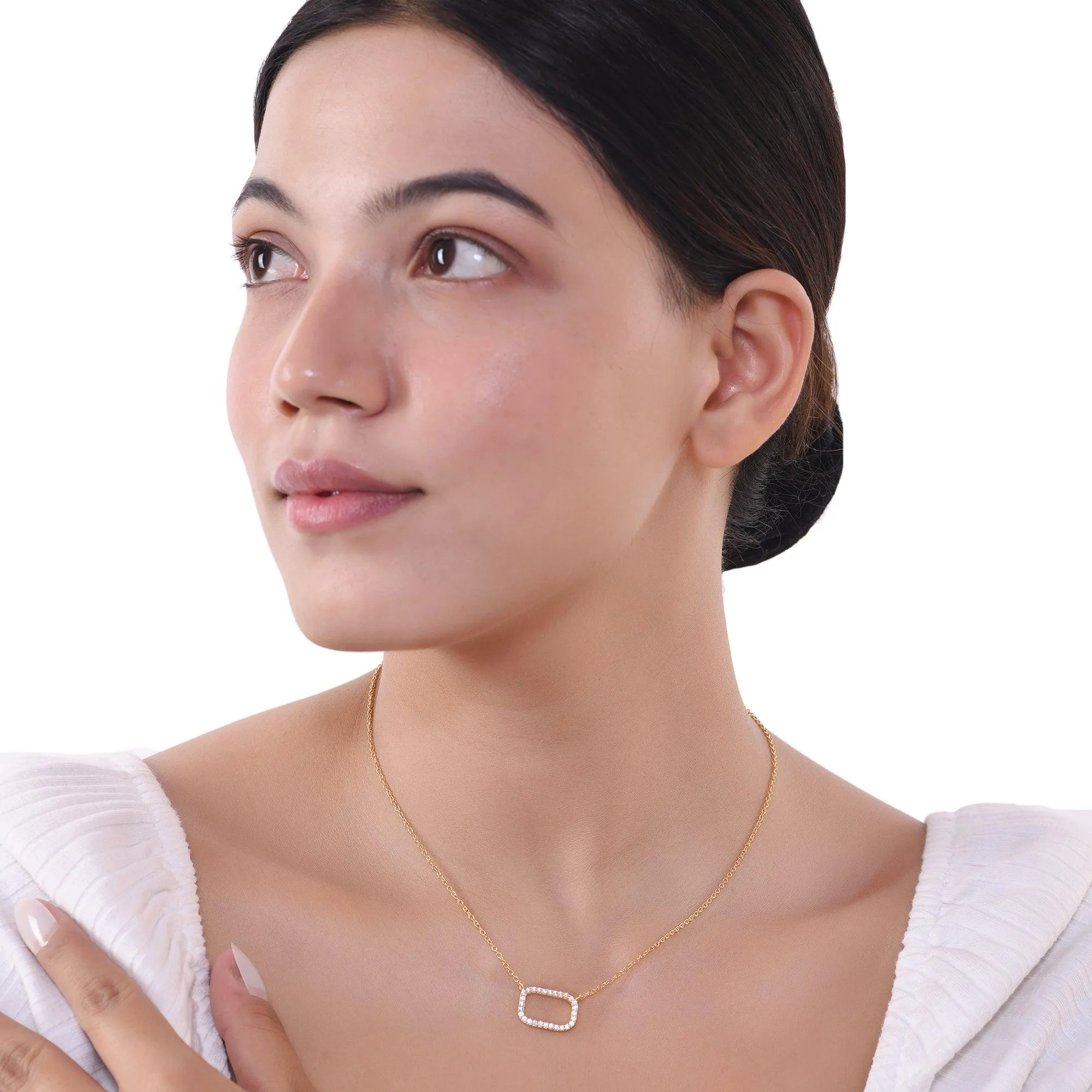 Chic Studded Rectangle Silver Necklace - From Purl