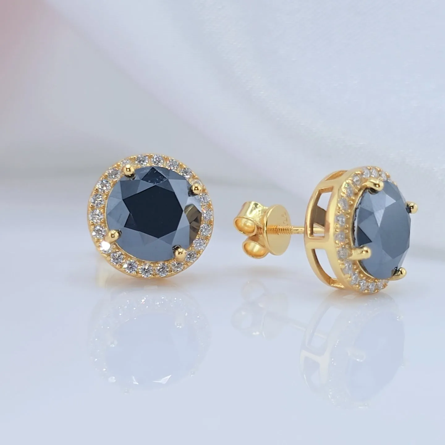 Classic 4.0 Ct Round Black Diamond Stud Earrings