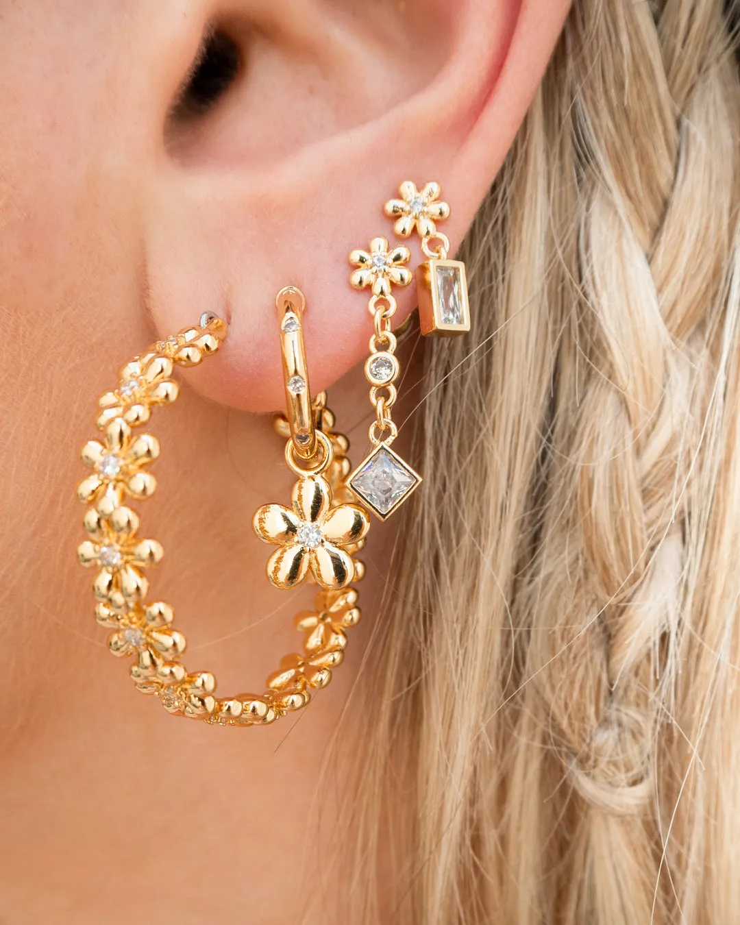 Daisy Chain Hoops- Silver