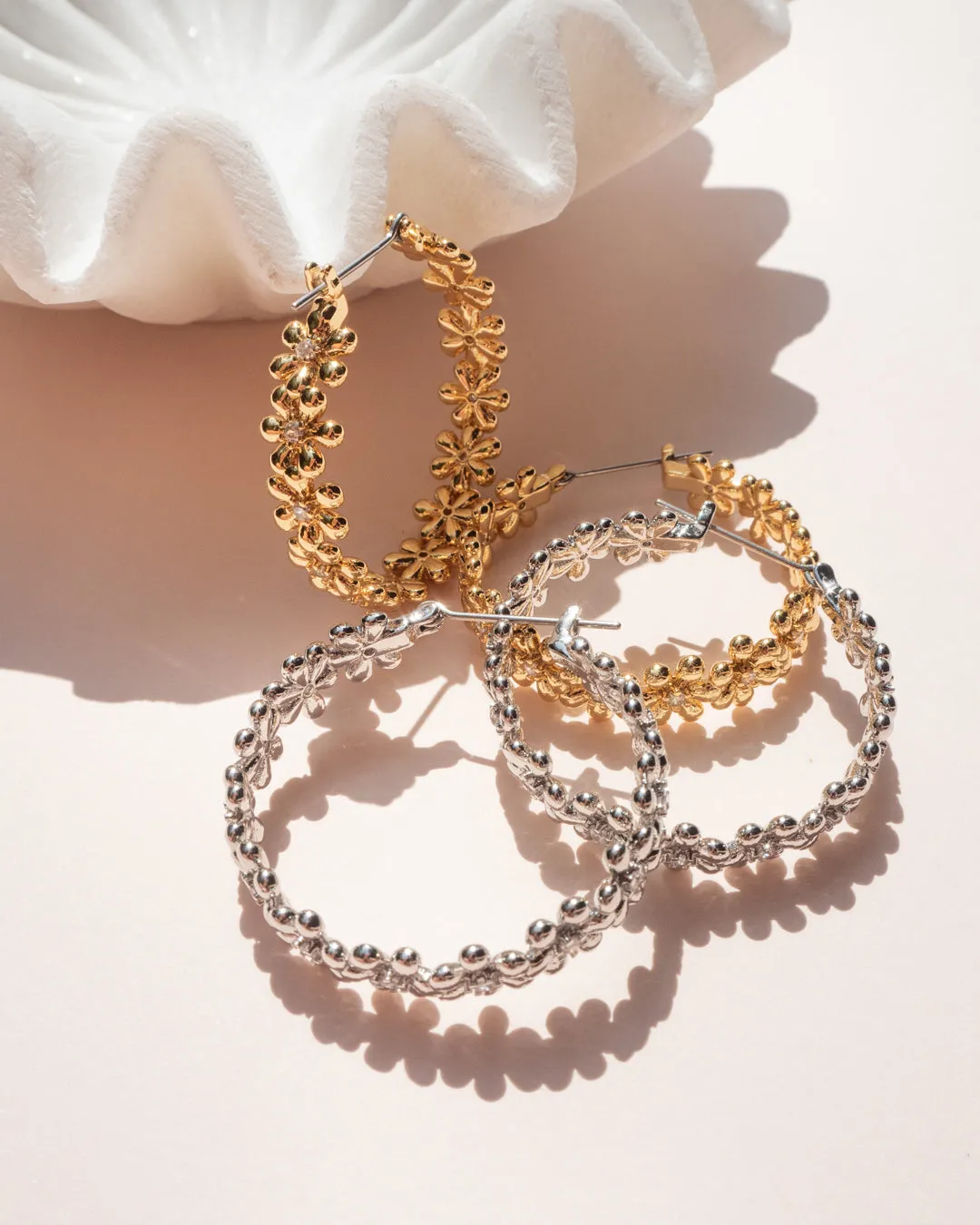 Daisy Chain Hoops- Silver