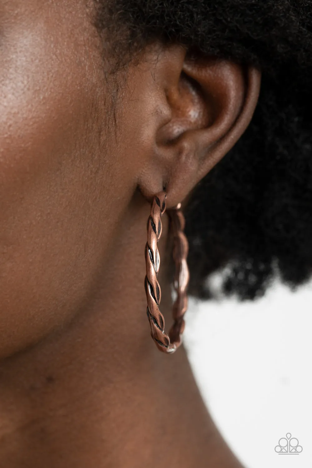 Dont Get It Twisted - Copper Hoop Earring