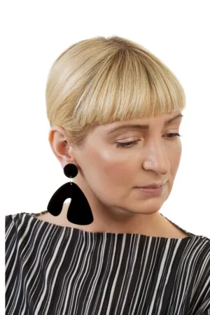 Ellaine Mirror-Black Arch Earrings