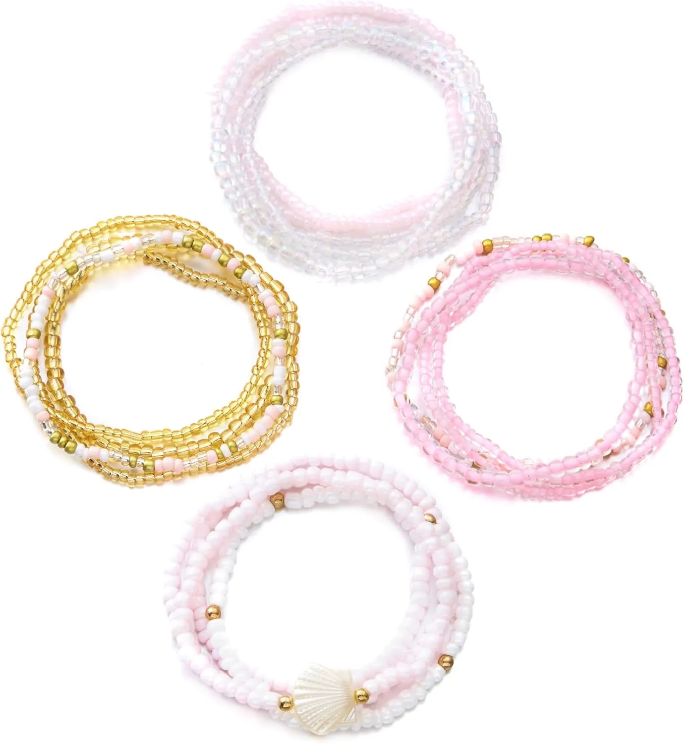 Handmade Multi-layered Summer Beach Seed Beaded Bracelet for Women Stackable Heishi Suffer Braided Bracelet Bohemia Waterproof Hawaii Fashion Charm Jewelry