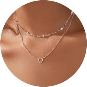 Heart Necklaces for Women, Dainty 14K Gold/Silver Plated Necklace Cute Tiny Gold Diamond Infiniy Heart Pendant Jewelry, Ideal Gifts for Mothers Day Valentines Day Birthday Christmas Graduation