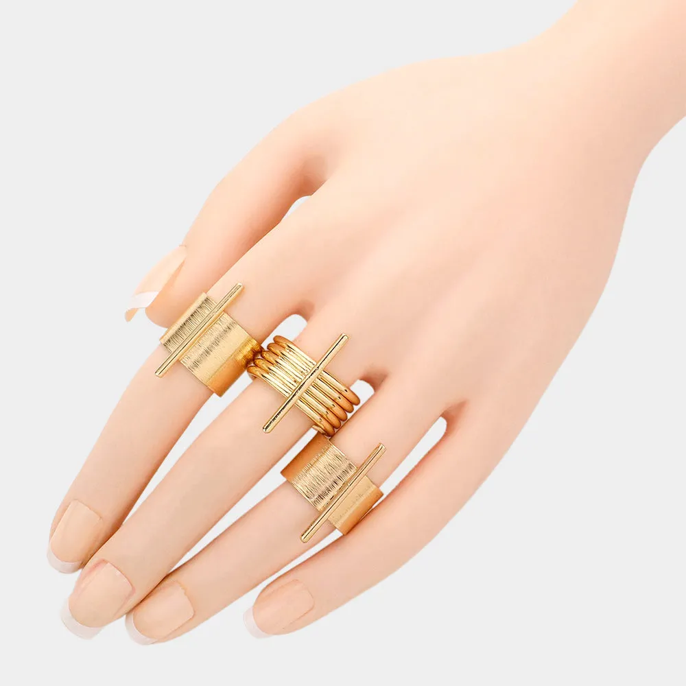 iLLASPARKZ 3PCS - Bar Accented Chunky Ring Set