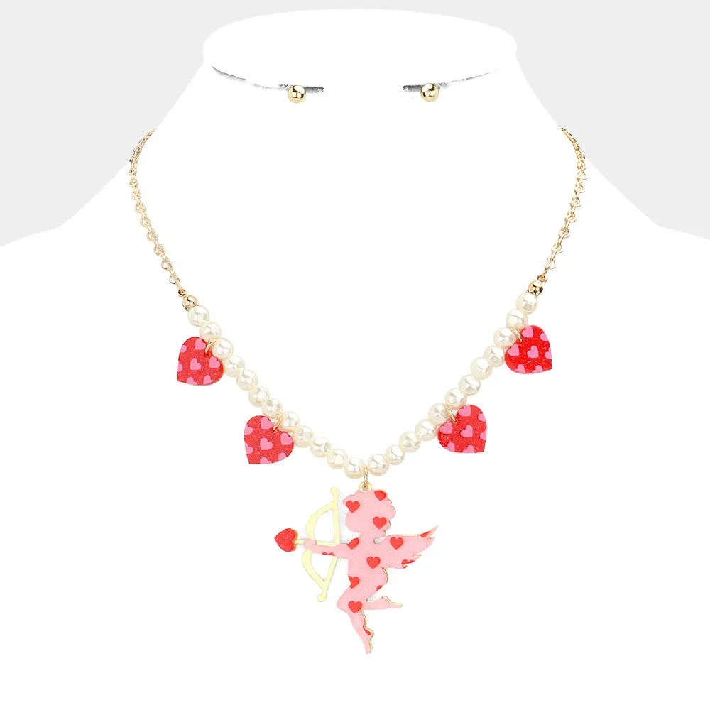iLLASPARKZ Heart Cupid Pendant Pearl Necklace