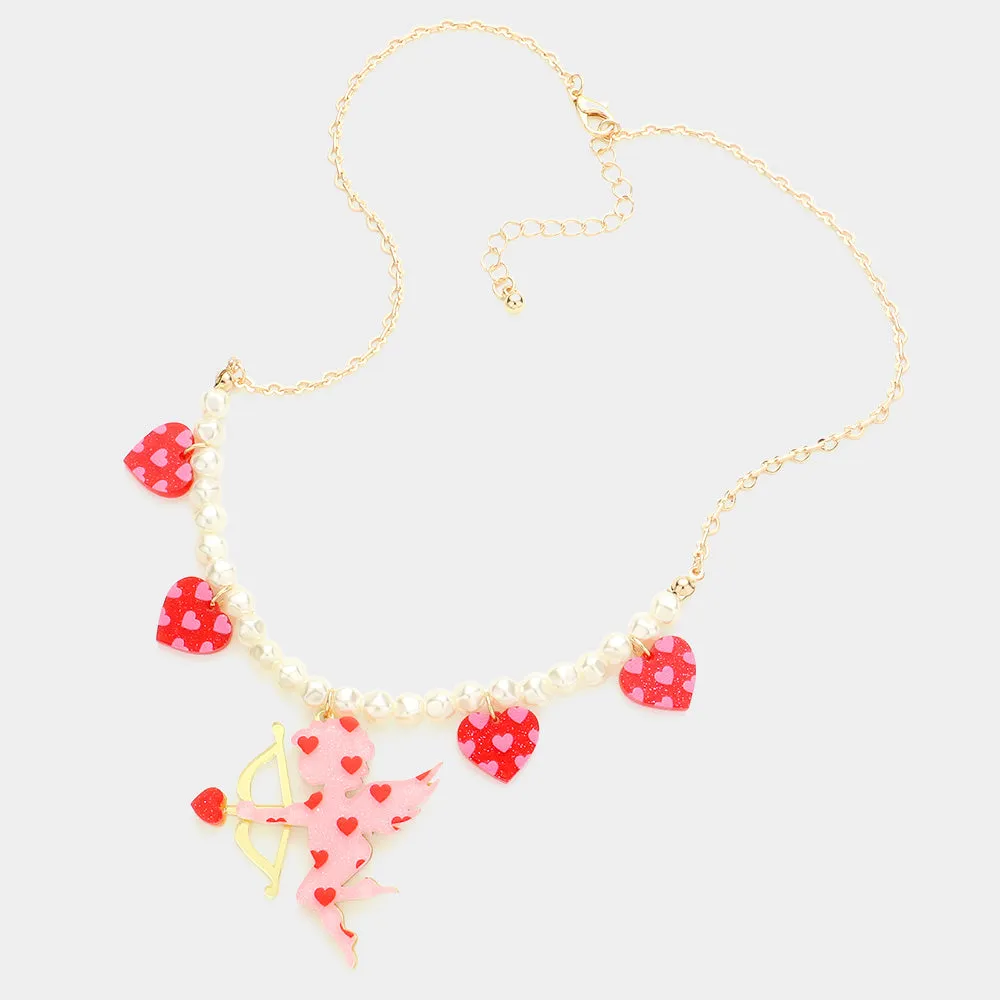 iLLASPARKZ Heart Cupid Pendant Pearl Necklace