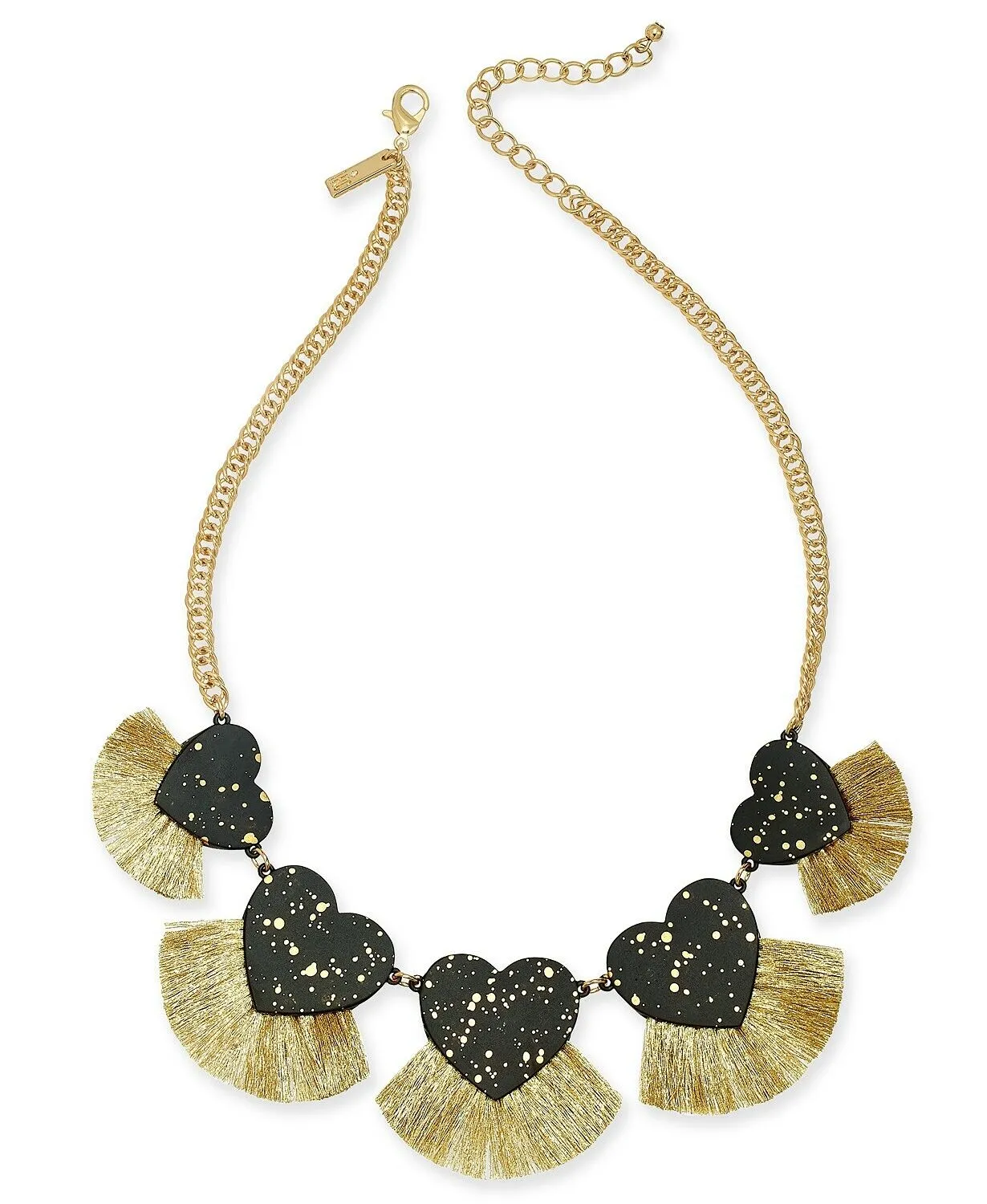 Inc Gold-Tone Resin Hearts and Fringe Statement Necklace, 18   3 Extender