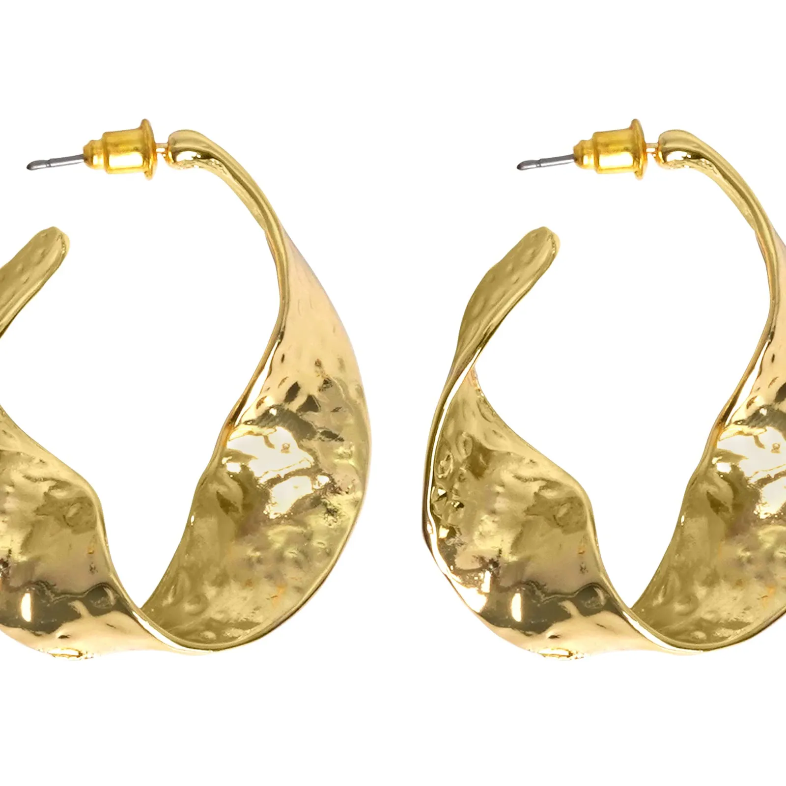 Joker & Witch Twisted Hammerd Bold Gold Earrings for Women