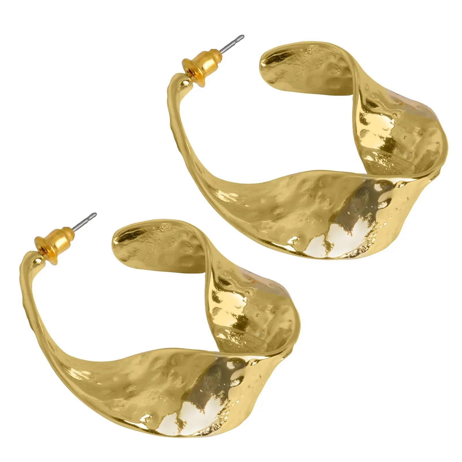 Joker & Witch Twisted Hammerd Bold Gold Earrings for Women
