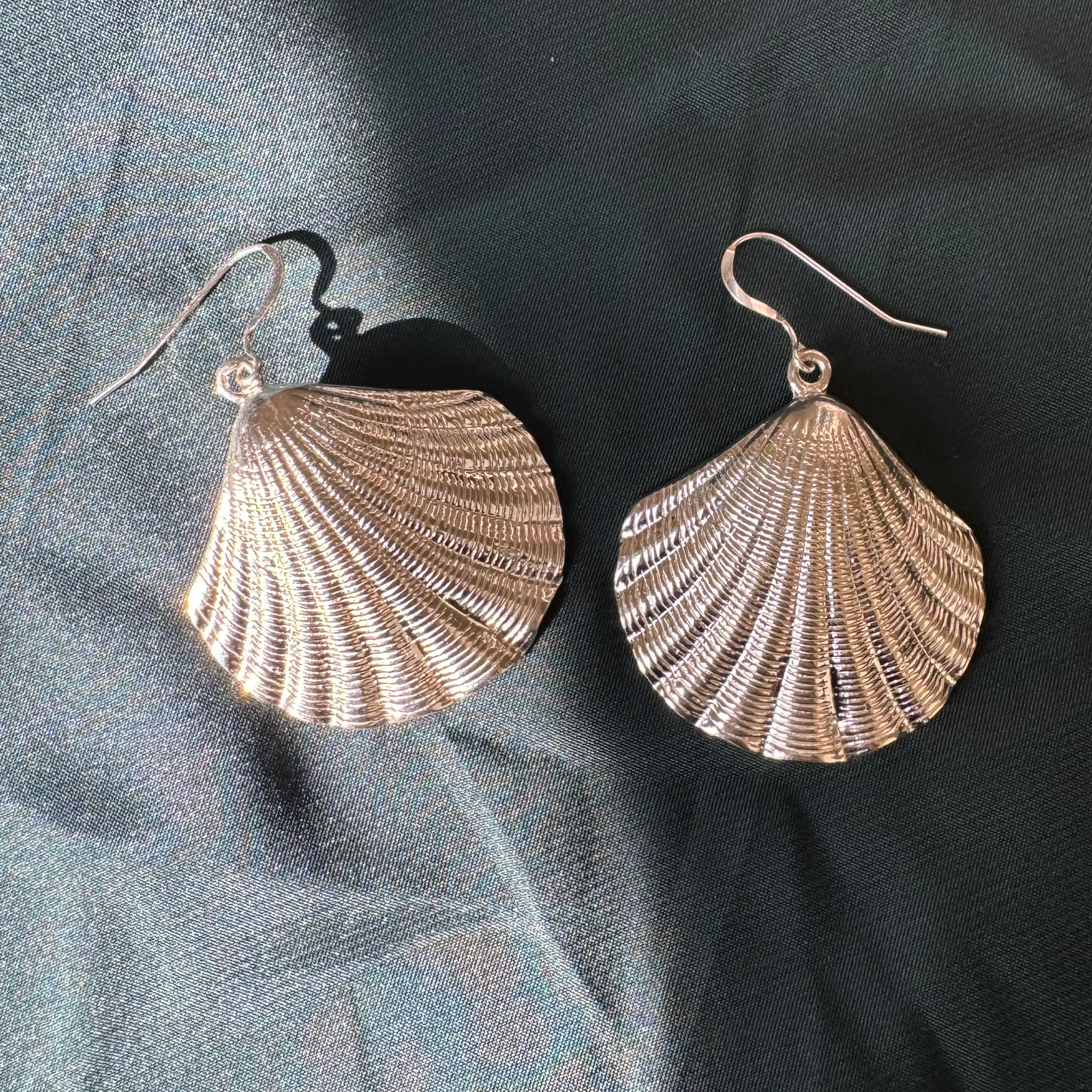 Large Scallop Shell .925 Sterling Silver Earrings