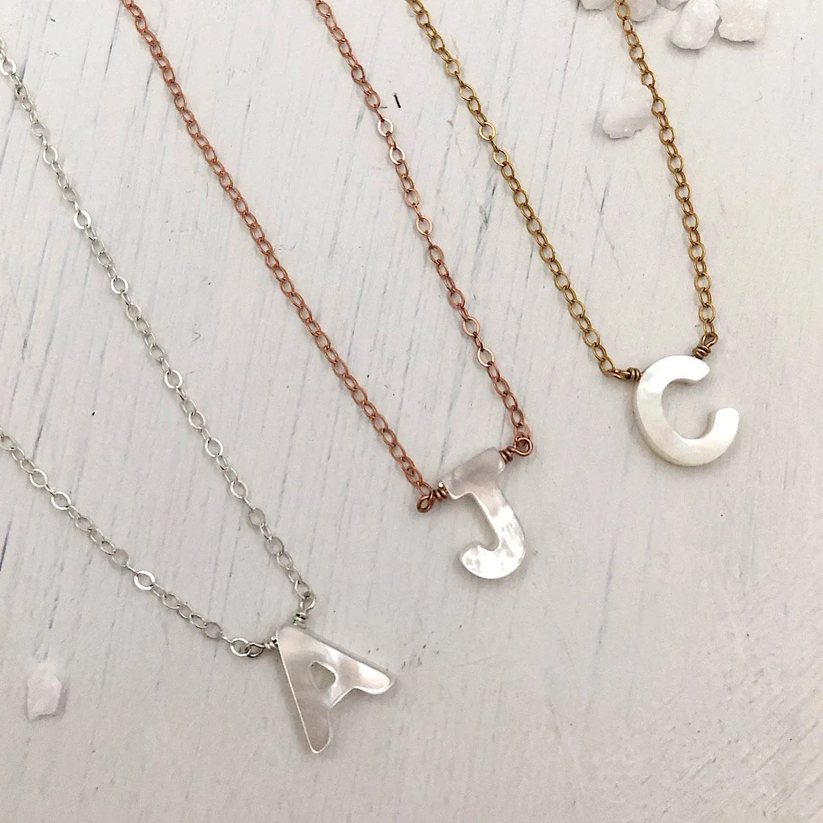 Mother of Pearl Initial Necklace