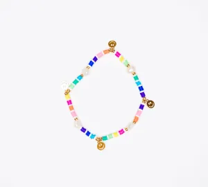 Rainbow Bracelet with Smiley Face Charms