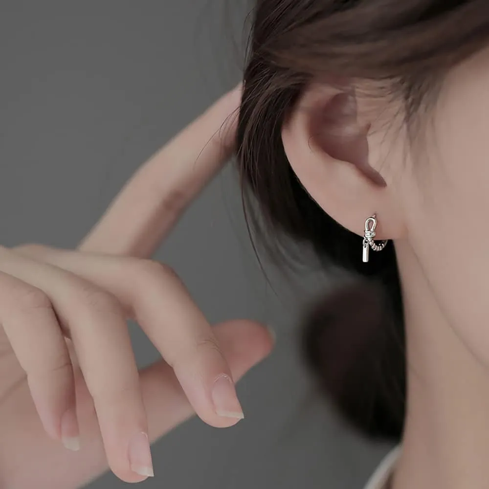 Reffeer Solid 925 Sterling Silver Minimalist Hoop Earrings for Women Teens CZ Hoop Earrings Cartilage Helix Hoop Earrings Huggie