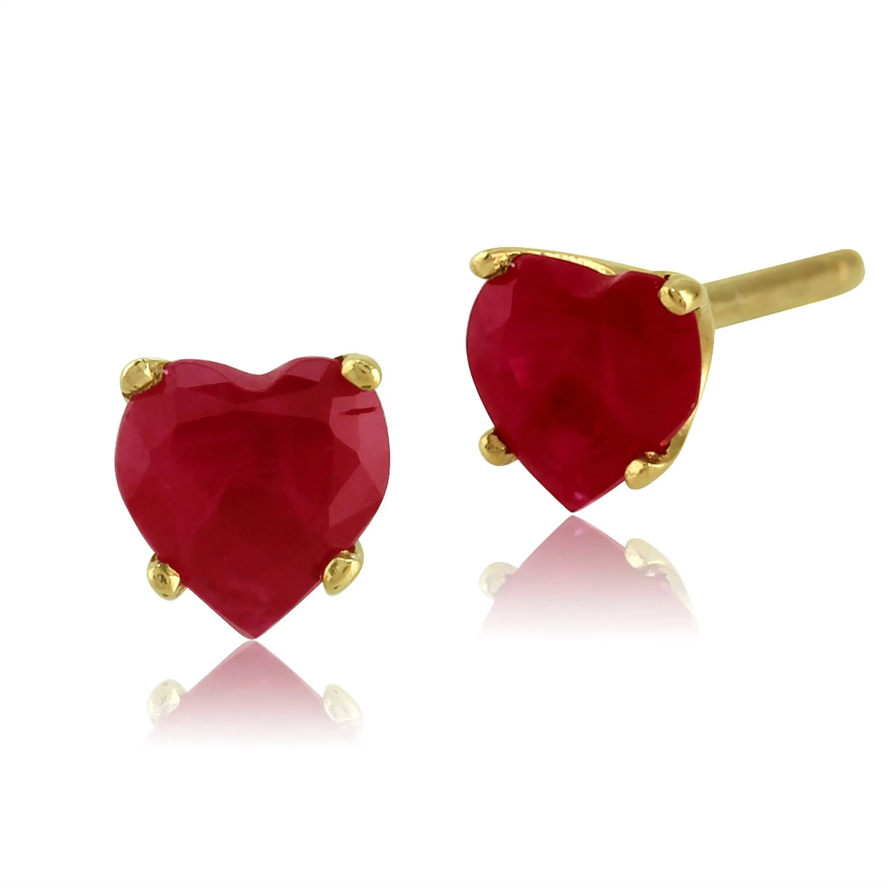 Rubin Herz Ohrstecker in 9ct Gelb Gold