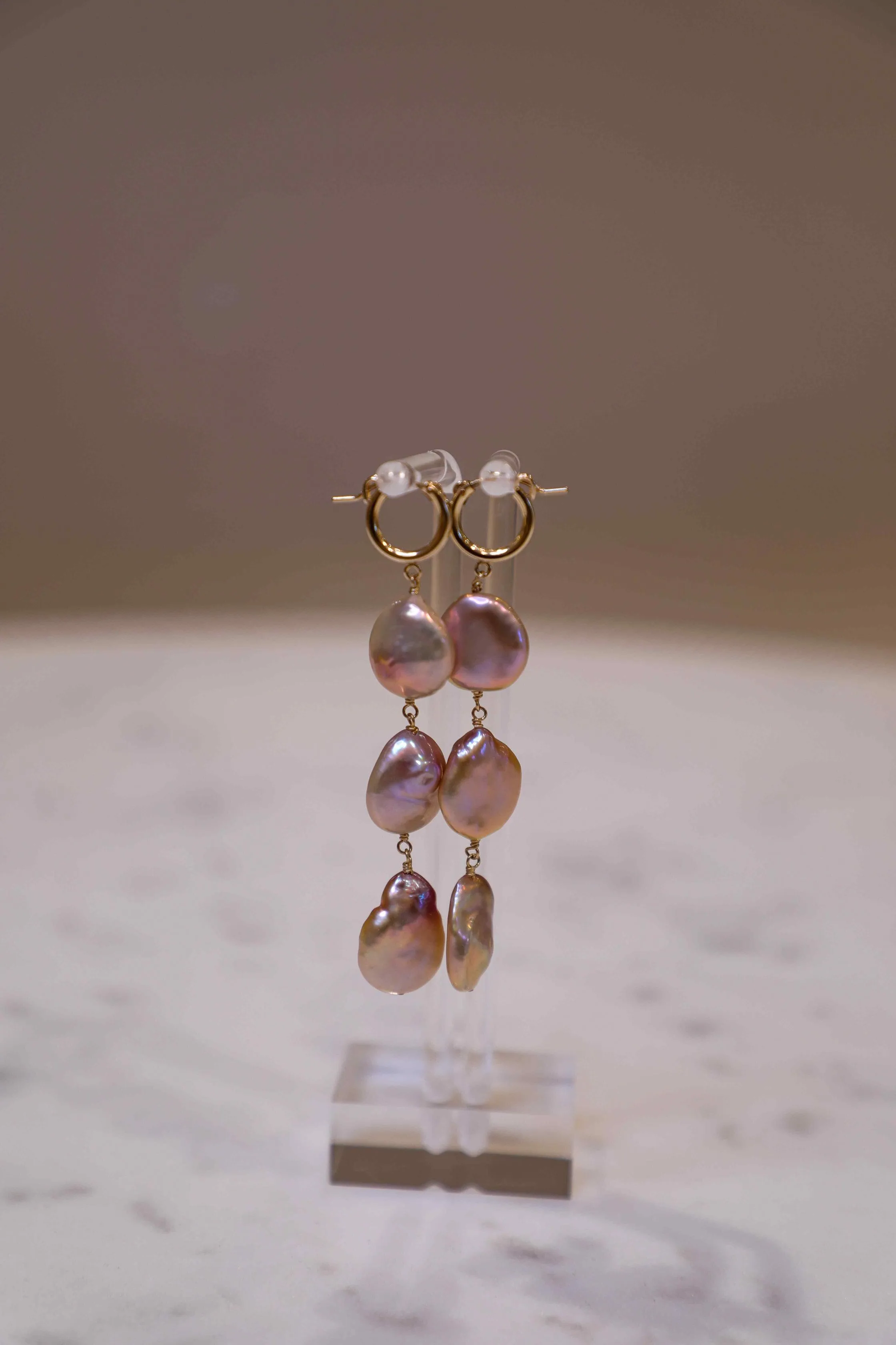Sea Lustre Classic Pink Pearl Trio Earrings