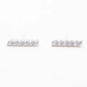 Silver Crystal Bar Studs