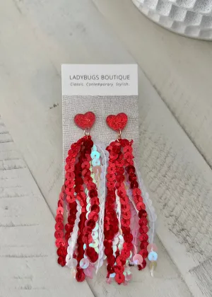 The Drop & Dangle Heart Earrings (Red)