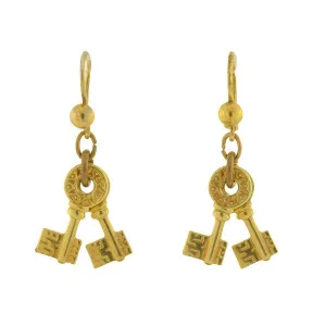 Victorian 10kt Petite Antique Double Key Earrings Victorian 10kt Petite Antique Double Key Earrings