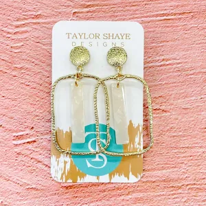 White Stick Rectangle Hoop Earrings by Taylor Shaye